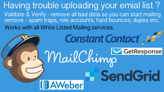 Gig Preview - Clean your emails for mailchimp scrub and verify up to 1k