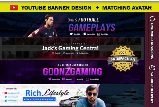 Gig Preview - Design you a youtube banner and matching avatar