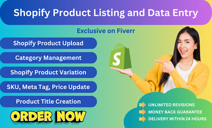 Gig Preview - Do shopify product listing, product upload and data entry