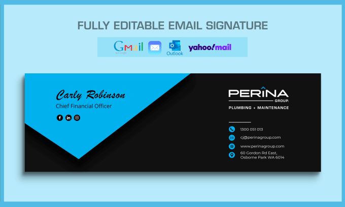 Gig Preview - Design a unique HTML email signature for gmail outlook sign