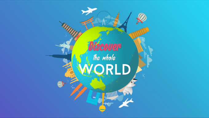 Gig Preview - Make world travel logo animation video