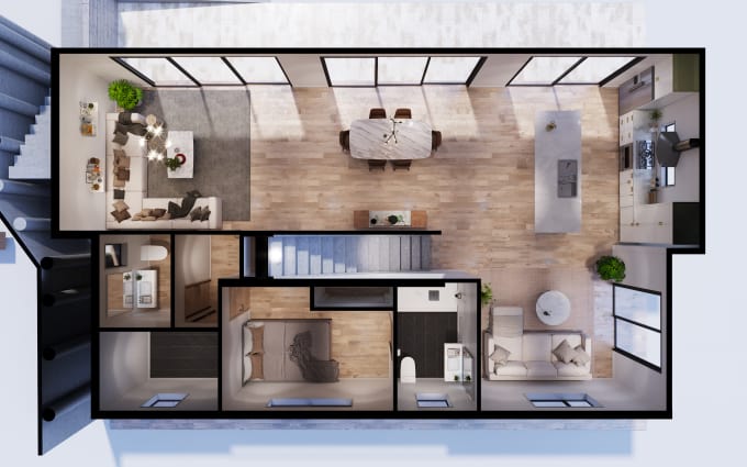 Gig Preview - Model 3d floorplan from 2d floor plan