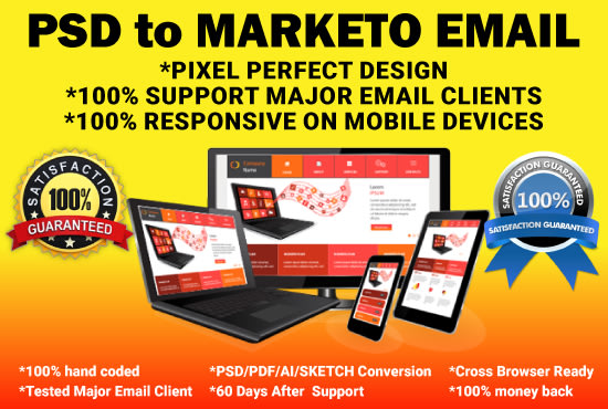 Gig Preview - Convert PSD to responsive marketo email template