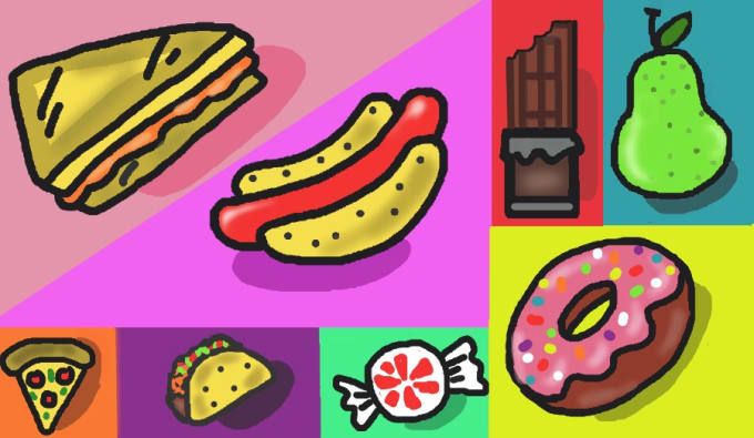 Gig Preview - Draw a vibrant custom icons of food or whatever