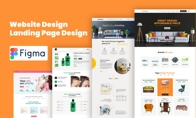 Gig Preview - Create website landing page design, website UI UX and figma website redesign