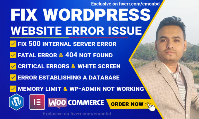 Gig Preview - Fix 403, 404, 500, 503, critical error, fatal error in wordpress website