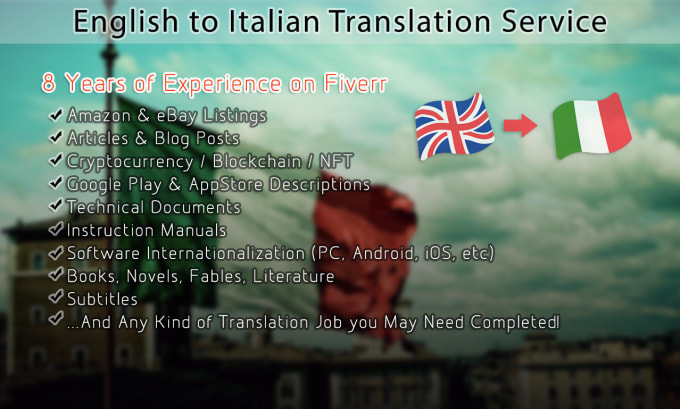 Gig Preview - Translate from english to italian professionally and quickly