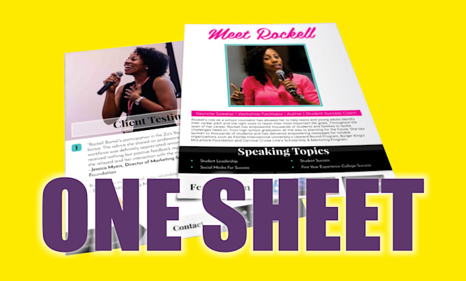 Gig Preview - Design one sheet or media kit for speaker, author, trainer, coach, influencer