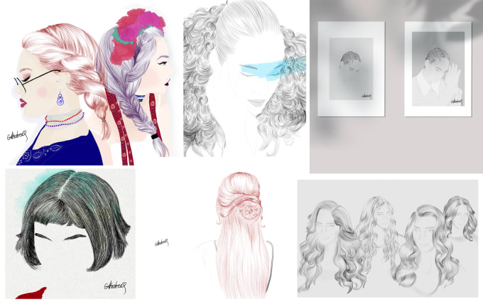 Gig Preview - Draw you illustration of any hair, hairstyle or portrait