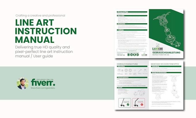 Gig Preview - Drawing instruction manual, step, line art for your package