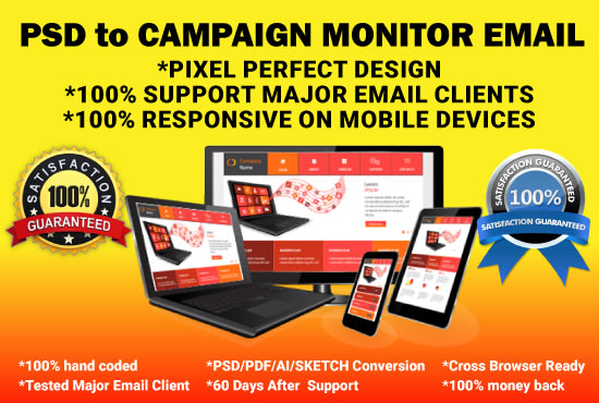 Gig Preview - Convert PSD to campaign monitor email template