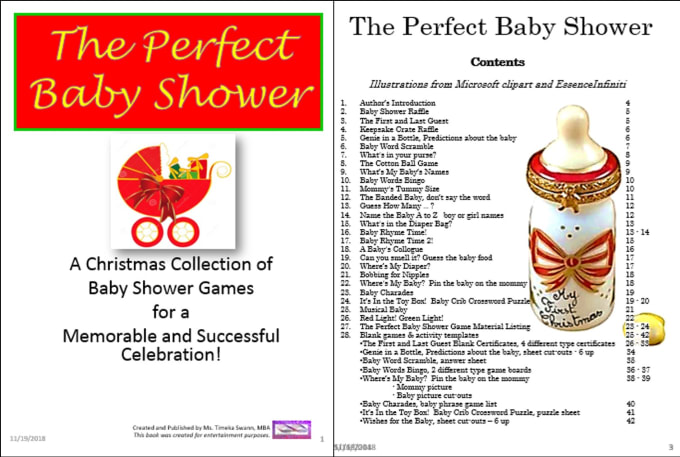 Gig Preview - Send you 26 printable christmas baby shower games ebook 2024