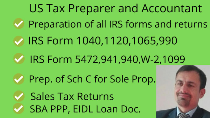 Bestseller - prepare US tax form 1040 1120 990 f1065 5472