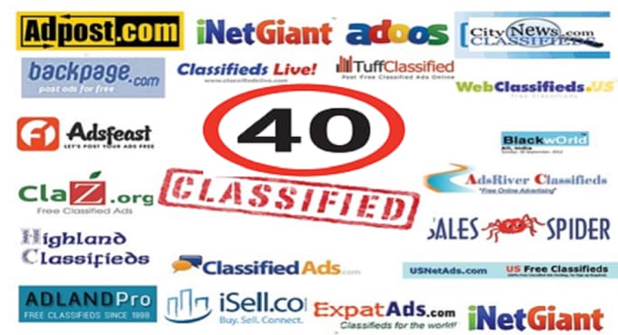 Bestseller - 40 classified ads on top rated sites in USA