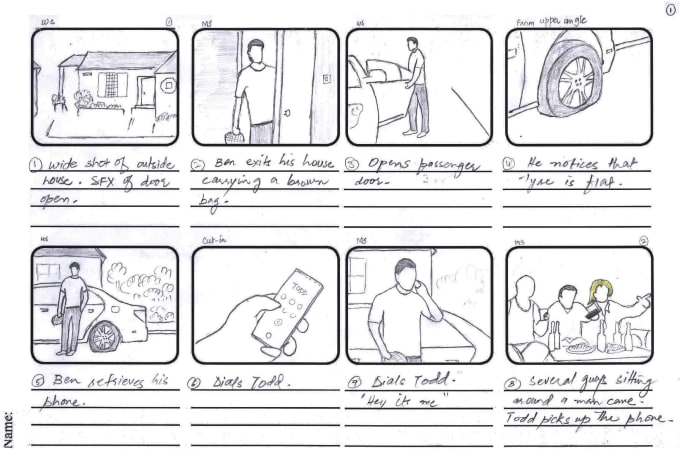 Gig Preview - Create professional 8 frames colored storyboard