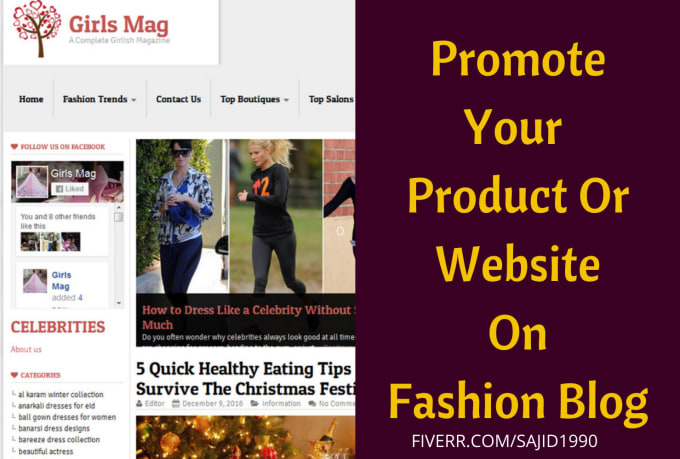 Gig Preview - Promote your product or website on fashion blog