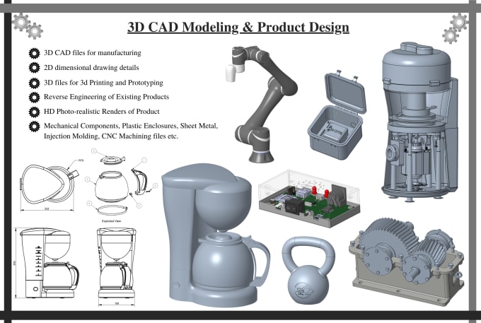 Gig Preview - Design 3d cad models using creo or solidworks