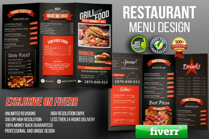 Gig Preview - Design professional restaurant menu