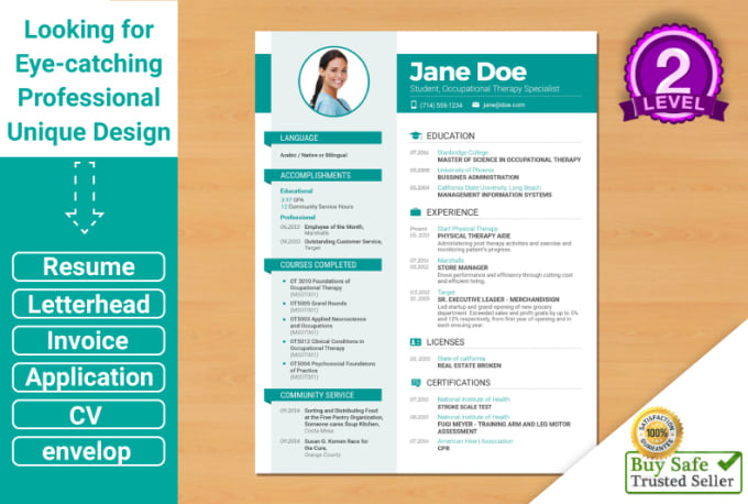 Gig Preview - Professionally designed CV or resume or letterhead