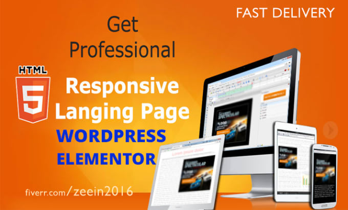 Gig Preview - Create responsive wordpress landing page design, html page