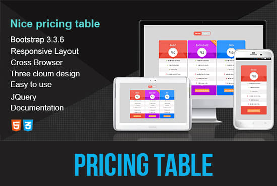 Gig Preview - Create awesome pricing table with html5 css3 jquery