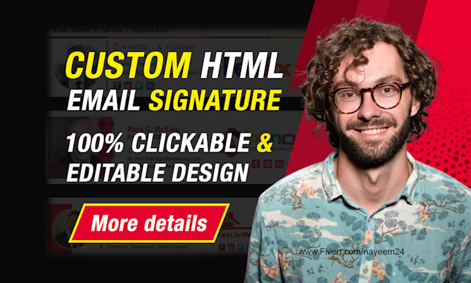 Gig Preview - Design clickable HTML email signature for gmail outlook mac