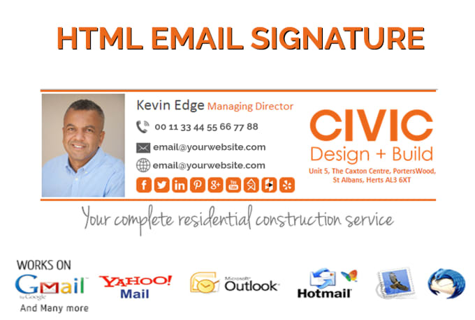 Gig Preview - Design professional clickable HTML email signature