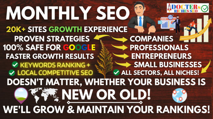 Gig Preview - Do monthly SEO service for google rankings