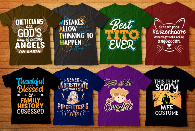 Typography T-shirt Design Set Graphic by vividprographic