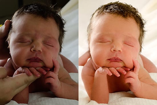 Gig Preview - Remove hands and retouch newborn photos