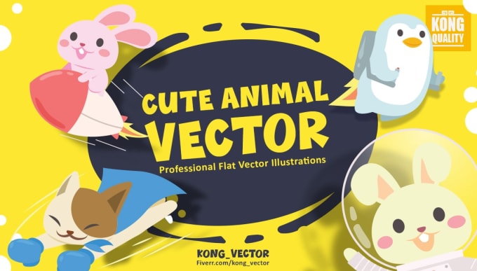 Gig Preview - Design flat cute animal vector illustrations for stickers, keychains and pins