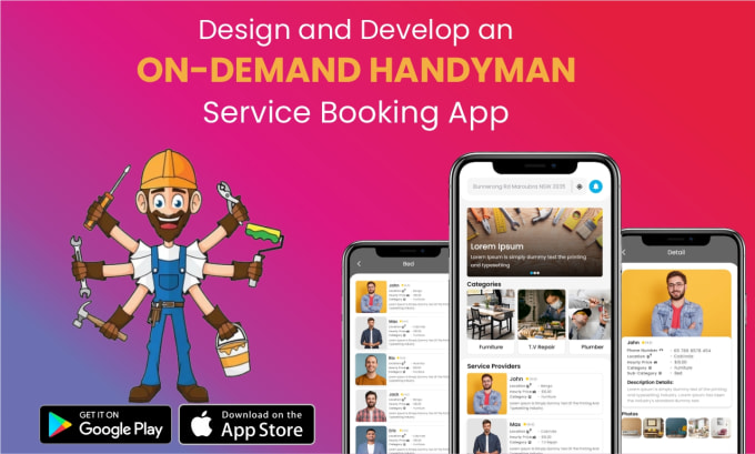 Gig Preview - Develop an on demand handyman service booking mobile app