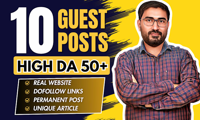 Gig Preview - Do high da guest post backlinks with SEO quality guest posting service