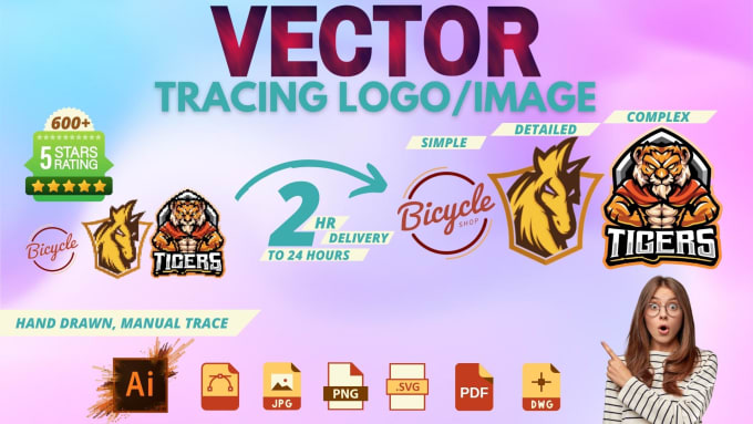 Gig Preview - Convert logo image to vector tracing, raster to vector, vectorize, redesign ai