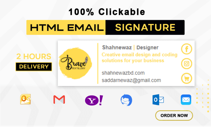 Gig Preview - Clickable email signature design, email signature html, animated email signature