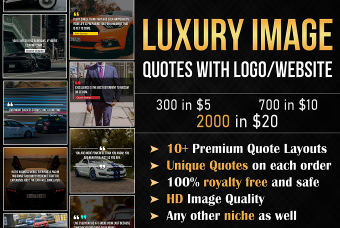 Gig Preview - Design luxury success business image quotes with your logo or website