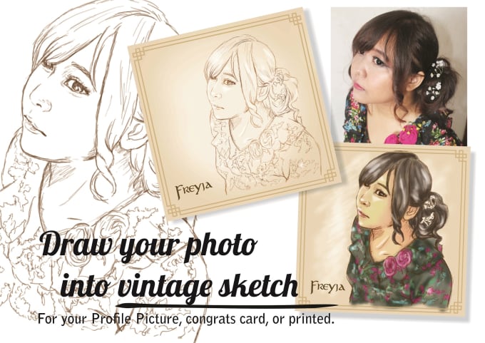 Gig Preview - Draw your photo into vintage sketch