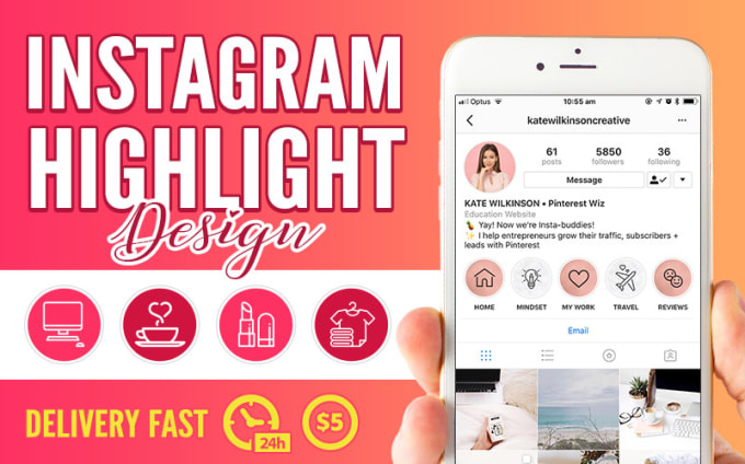 Gig Preview - Design a custom instagram story highlight covers luxury in 24h feed