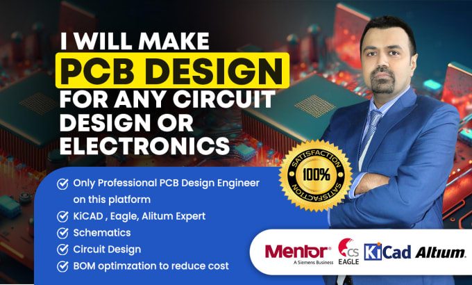 Gig Preview - Do pcb design layout in altium, eagle, kicad, and easyeda