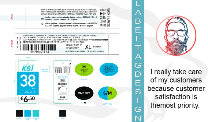 Gig Preview - Design clothing labels, tags, care label, sticker design