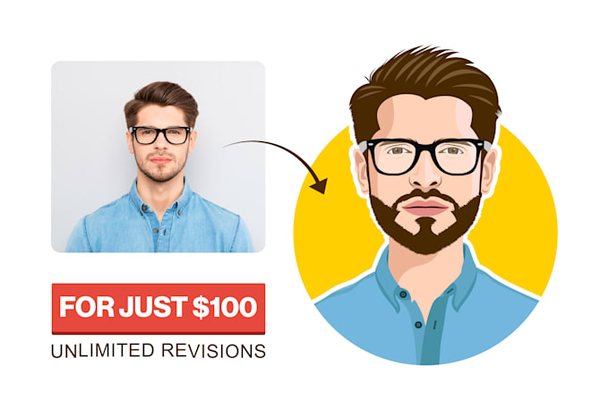 Bestseller - create a vector flat avatar or portrait of you in my style