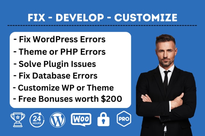 Gig Preview - Fix any wordpress website issues or errors in 24 hrs