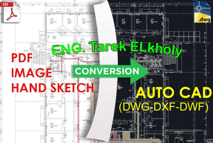 Gig Preview - Professionally convert your PDF and  jpg  to autocad  dwg file