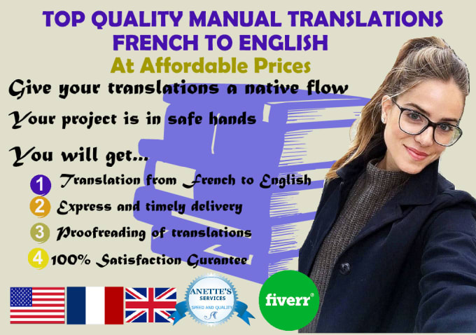 Gig Preview - Provide manual native french english translation