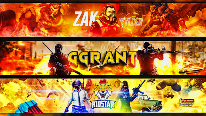 Gig Preview - Create a mind blowing gaming banner and profile picture