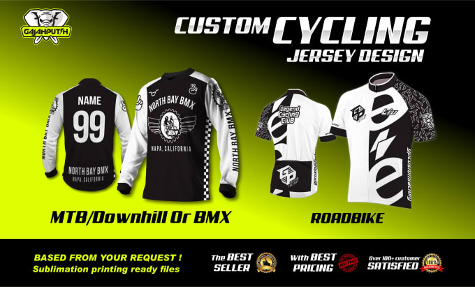 Gig Preview - Make custom cycling jersey design roadbike, bmx,mtb downhill