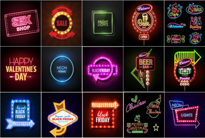 Gig Preview - Design neon signs logo and texts