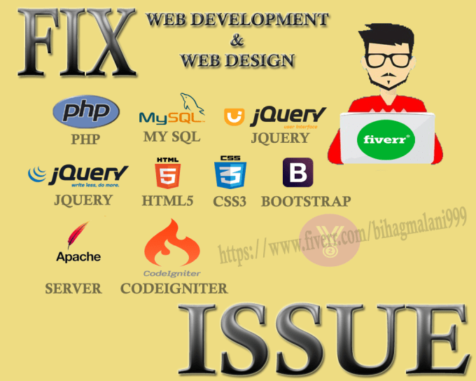 Gig Preview - Solve issue in your php, html, css, jquery, designing