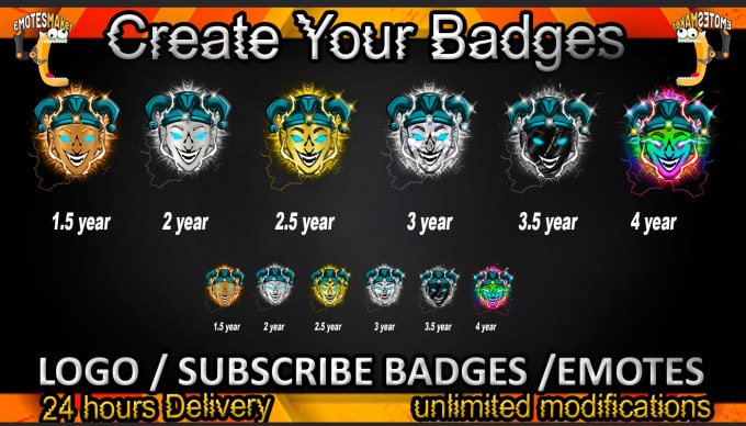 Gig Preview - Design bulk twitch, kick, discord emotes, sub badges, bit badges for streamers