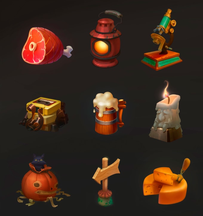 Gig Preview - Draw 2d props, icons and objects for your game